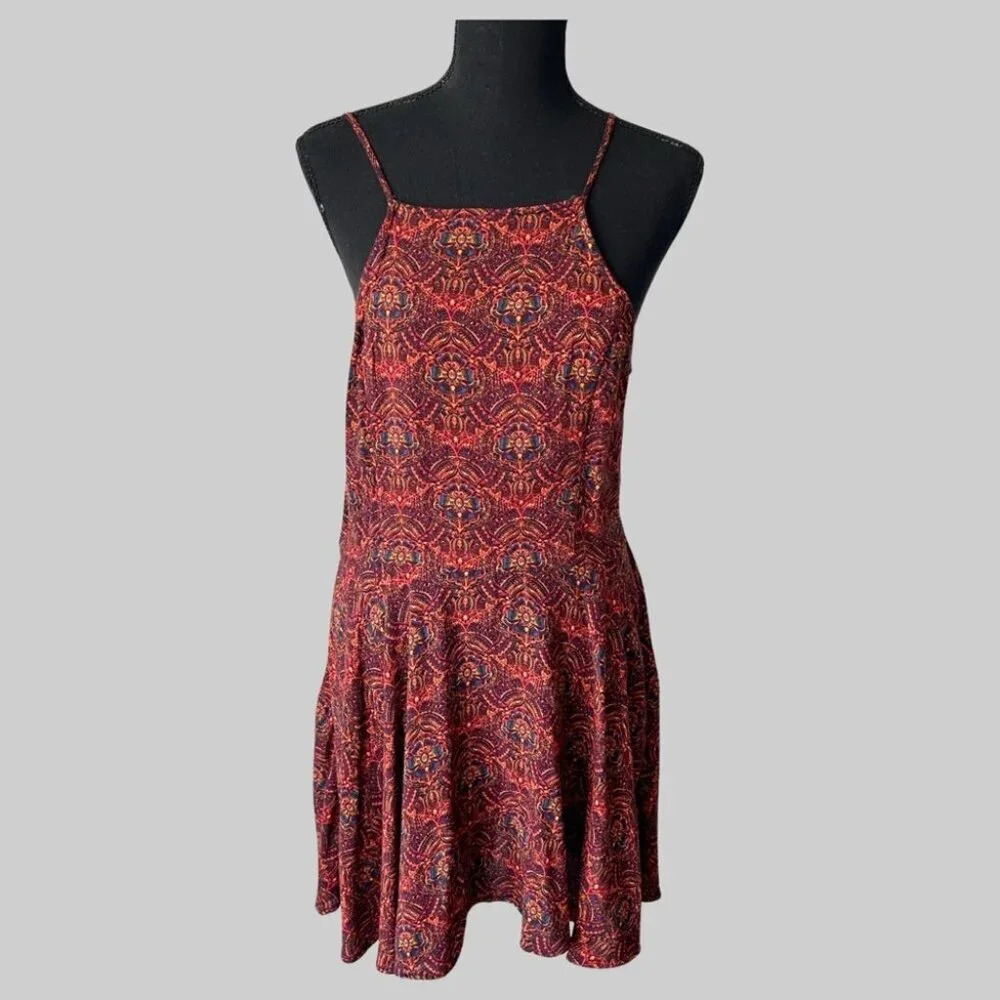 Abercrombie & Fitch Red Skater Mini Dress Fit-n-FlareFloral Boho Dress
